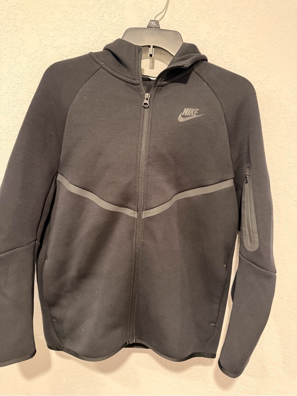 Kids Nike Tech Fleece Black Hooded Performance Jacket with Reflective Detail
